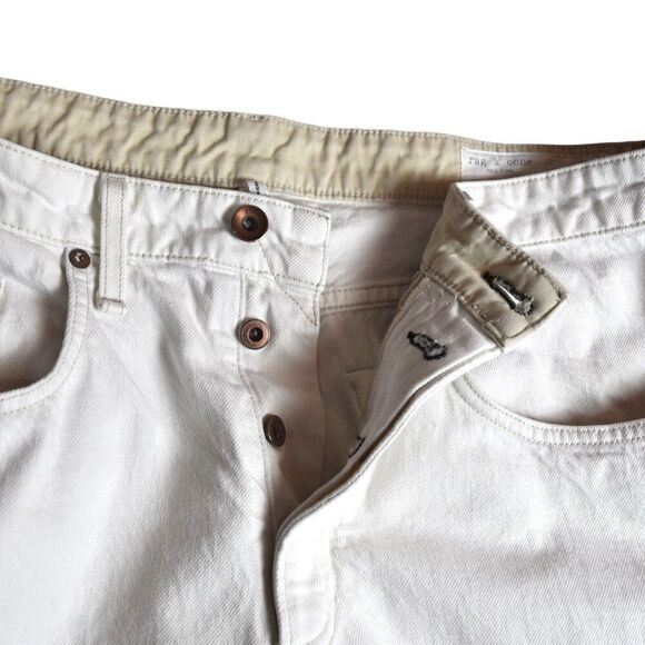 Rag & Bone Womens Rosa Mid Rise Boyfriend White Heavy Distressed Jeans Denim 31 - Picture 4 of 16